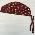 Cuffietta Natalizia Stelle Oro Sfondo Bordeaux